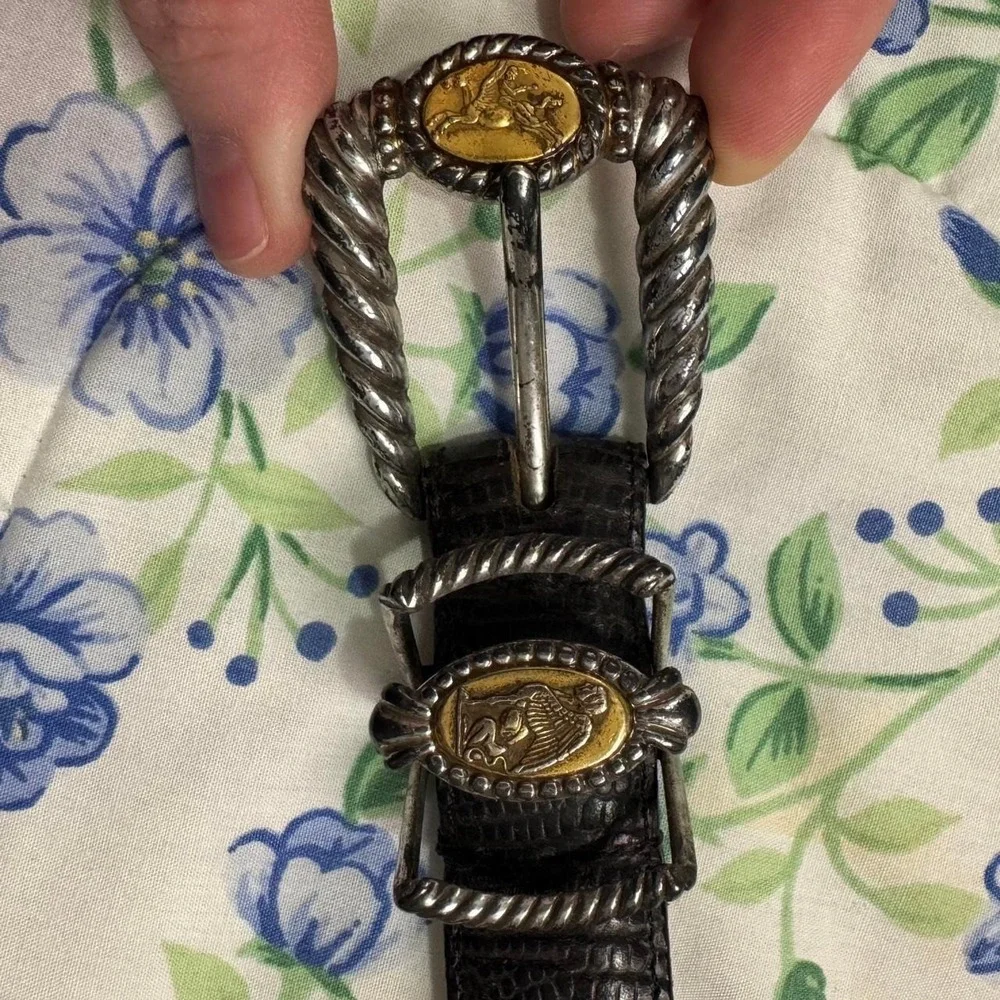 Brighton Museum Collection 1996 Black Leather Coin Belt 37803 Size M Western Vtg